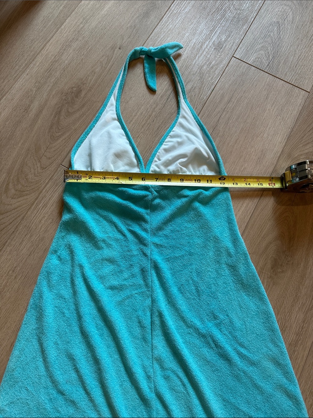 Ralph Lauren Y2K Turquoise Terry Halter Mini Dress - Picture 7 of 8